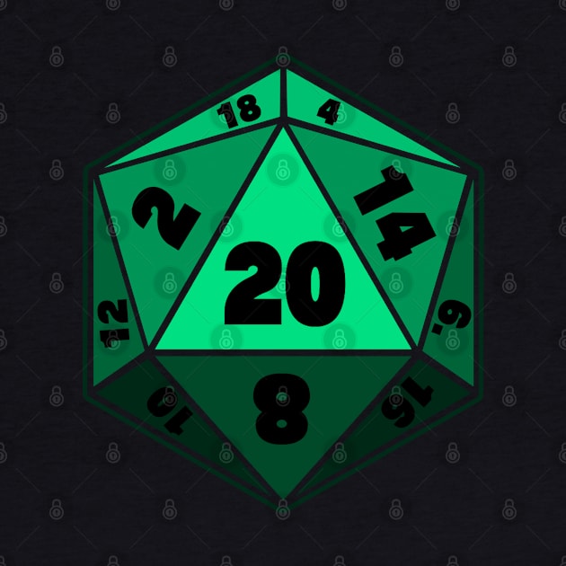 Green D20 DnD Dice by TheQueerPotato